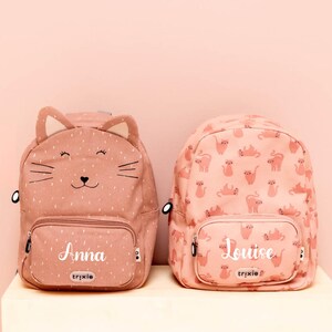 Personalized children&#39;s school bag, nursery backpack, back-to-school bag, children&#39;s first name bag, back-to-school bag for girls with cat first name