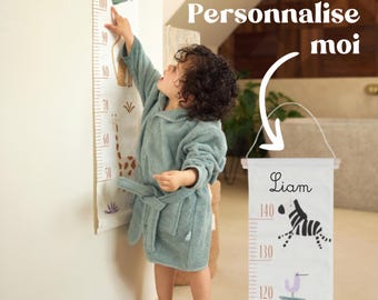 Personalized animal height chart for children with first name - personalized measuring chart for first name, children's birthday, children's gift, children's room decoration