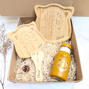 Meal kit Plates, Cutlery and Water Bottle - Meal box, Baptism gift, Child&#39;s gift, Personalized meal kit