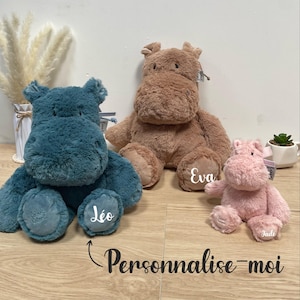 Personalized children&#39;s plush toy - children&#39;s plush toy with first name, children&#39;s birthday gift, baby gift, children&#39;s hippopotamus plush toy with first name