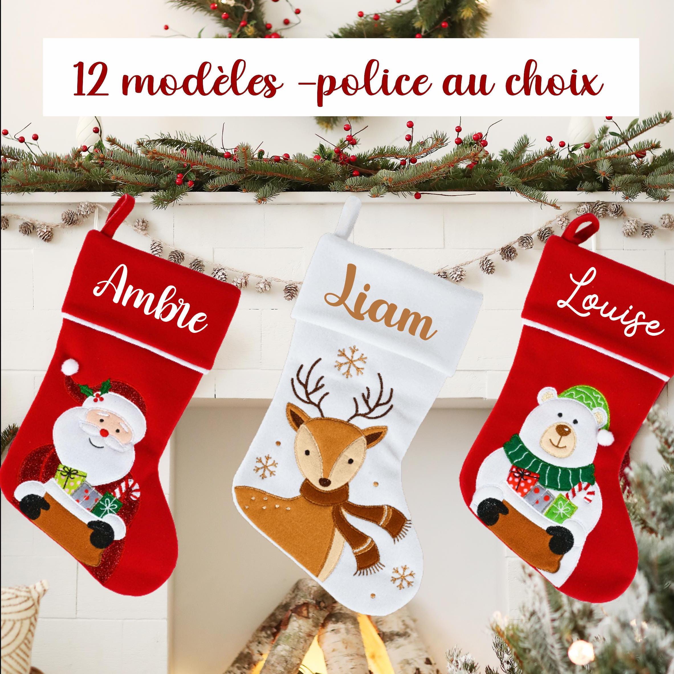 Chaussette De Noël Décorative COMAAM – Motif Cheval, Taille 45x28 Cm, 100% Polyester, Avec Sangle