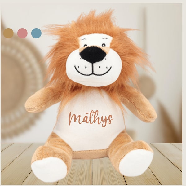 Peluche doudou lion personnalisé prénom