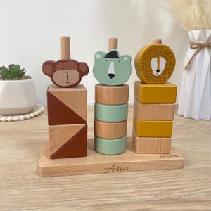 Personalized wooden stacking animal blocks - children&#39;s/baby&#39;s birthday gift
