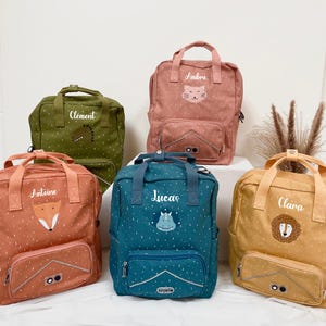 Large A4 format children&#39;s school backpack, personalized first name bag, back to school bag, children&#39;s school backpack, personalized animal school bag