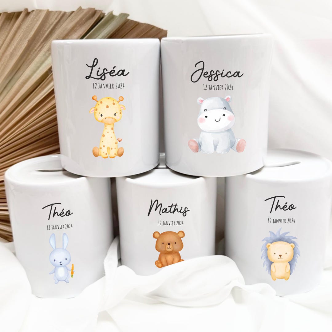 Personalized Piggy Bank – Animals & First Name, Children’s Gift, Birth ...