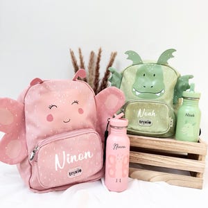 Sac et Gourde enfant Trixie personnalisée - gourde école enfant, sac d'école enfant, école enfant personnalisée, gouter école, sac nounou