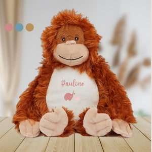 Personalized Orangutan soft toy with name and elephant - children&#39;s soft toy, personalized soft toy, monkey soft toy birthday gift