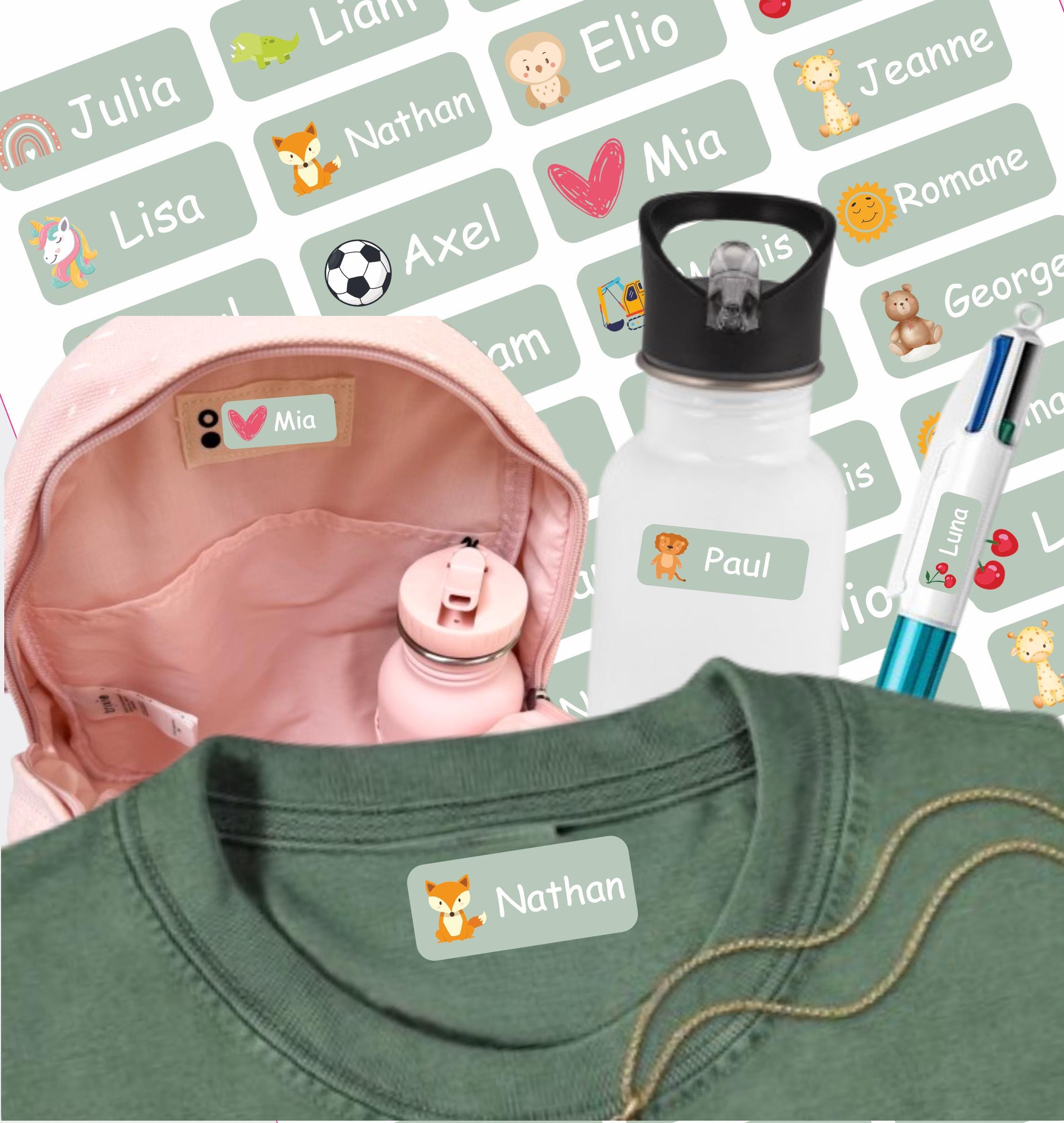 50 Étiquettes Thermo-Adhésives Pour Vêtements - Personnalisables Avec Nom Et Icône, Lavables 60°C