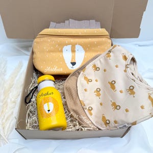 Personalized meal box – Water bottle, bibs and lunch bag, Meal gift box, Personalized meal, Children&#39;s meal kit, Children&#39;s box