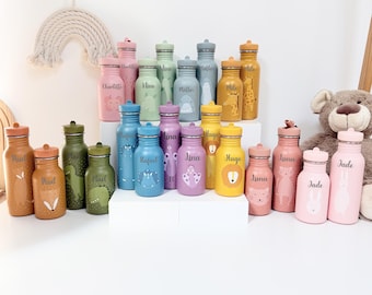Borraccia per bambini personalizzata Trixie - Borraccia per la scuola per bambini con nome, borraccia per bambini con nome, borraccia per la scuola per bambini incisa con nome