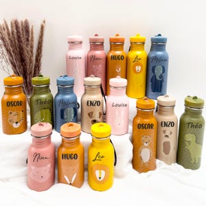 Trixie personalized children's water bottle - children's school water bottle with first name, children's bottle with straw, personalized children's school bottle with first name