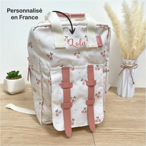 Personalized children's backpack first name for school with cherry, school outings... customizable with name