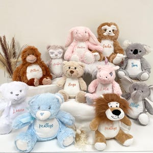 Personalized children&#39;s plush toy with first name - personalized baby plush toy, children&#39;s comforter, birth gift, children&#39;s birthday gift, 1 year old gift
