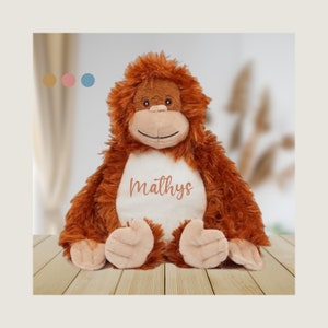 Personalized monkey plush with first name - personalized children&#39;s birthday gift, personalized orangutan plush with children&#39;s Christmas gift