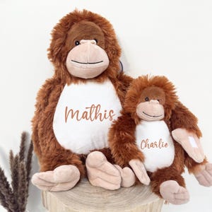 Personalized monkey plush with first name - personalized children&#39;s birthday gift, personalized orangutan plush with children&#39;s Christmas gift