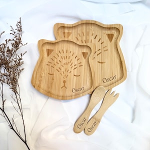 Personalized Plates + Cutlery Kit - Meal box, Baptism gift, Baby gift, Personalized box, children&#39;s birthday gift