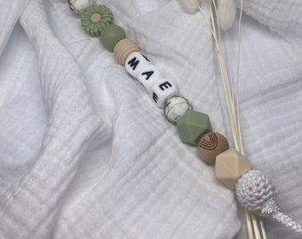 Personalized pacifier clip green water rainbow marble