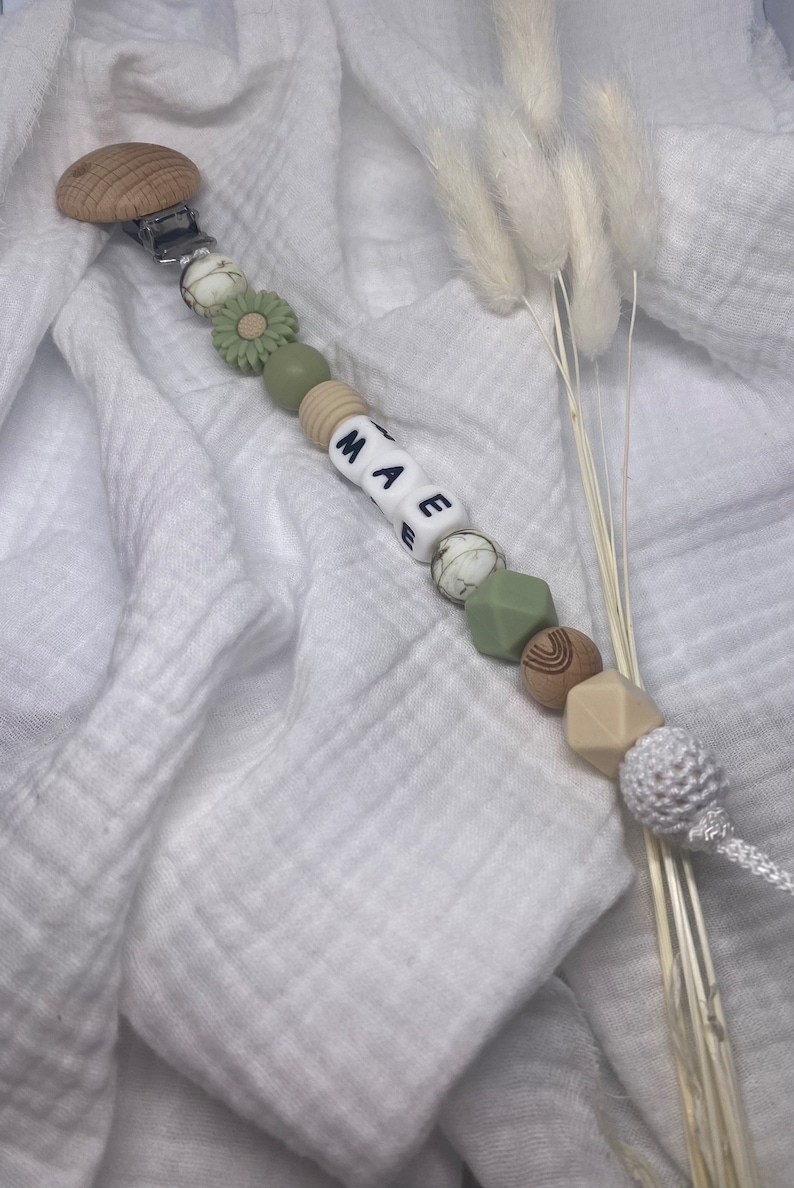 Personalized pacifier clip green water rainbow marble image 1