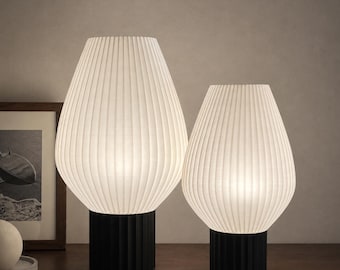 Minimalist Scandi Table Lamp  | 3D Printed Bedside Lamp | Modern Sculptural Lamp for Ambient Bedroom Lighting - LARMO