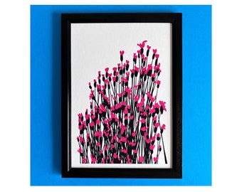 WILD FLOWERS, original art print, abstract flowers, modern illustration, floral color pop, gallery wall, room decor, elena marinescu