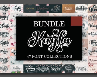 Kayla Font Bundle | Instant Digital Download |Procreate Prints| Vintage Canva Fonts| Cricut Silhouette Design Space Fonts | Dxf | ttf