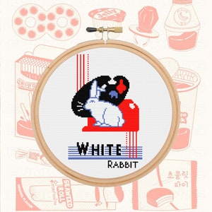 White Rabbit Creamy Candy Cross Stitch Pattern