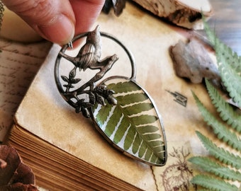 Real Fern Pendant, Cottagecore Pendant, Pressed Flower, Forest Woodland Jewelry, Real Fern Necklace, Handmade gift for her