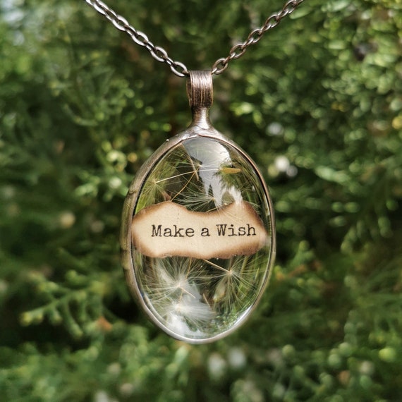 Make a Wish Dandelion Necklace, Dandelion Seed Jewelry, Real Plant