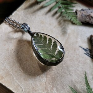 Fern Necklace, Cottage core Jewelry, Real Plant Jewelry, Pressed Flower, Forest Woodland Jewelry, Fern Necklace, Real Fern image 3