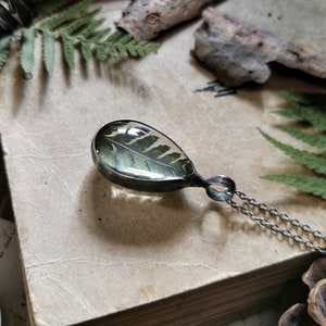 Fern Necklace, Cottage core Jewelry, Real Plant Jewelry, Pressed Flower, Forest Woodland Jewelry, Fern Necklace, Real Fern image 6