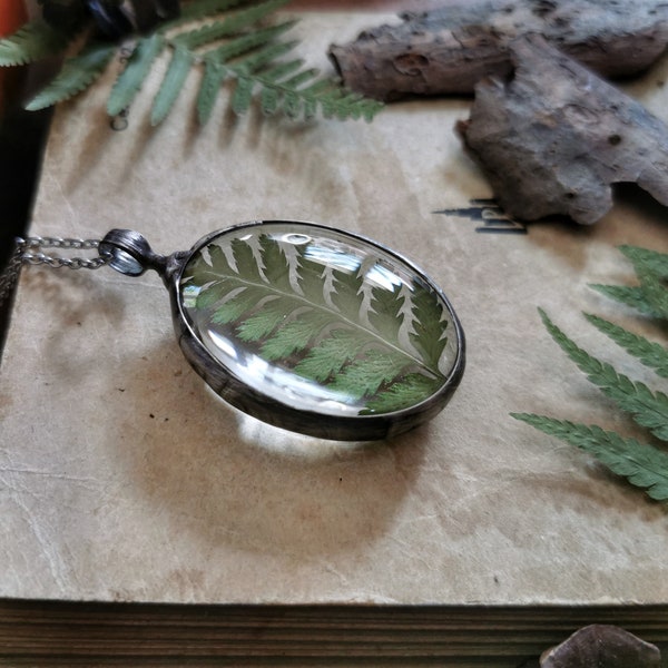 Fern Necklace, Cottage core Jewelry, Real Plant Jewelry, Pressed Flower, Forest Jewelry, Fern Necklace, Real Fern, Terrarium Jewelry