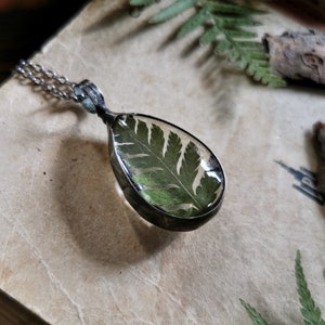 Fern Necklace, Cottage core Jewelry, Real Plant Jewelry, Pressed Flower, Forest Woodland Jewelry, Fern Necklace, Real Fern image 8