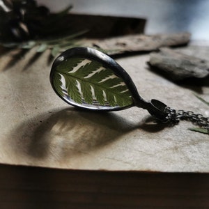 Fern Necklace, Cottage core Jewelry, Real Plant Jewelry, Pressed Flower, Forest Woodland Jewelry, Fern Necklace, Real Fern image 2