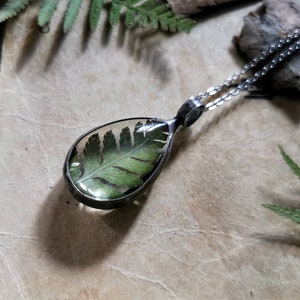 Fern Necklace, Cottage core Jewelry, Real Plant Jewelry, Pressed Flower, Forest Woodland Jewelry, Fern Necklace, Real Fern image 4