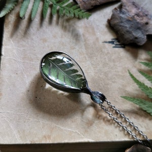 Fern Necklace, Cottage core Jewelry, Real Plant Jewelry, Pressed Flower, Forest Woodland Jewelry, Fern Necklace, Real Fern image 5