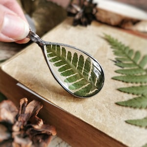 Collier fougère, bijoux Cottagecore, bijoux en vraies plantes, fleurs pressées, bijoux forêt, collier fougère, cadeau de Noël pour elle