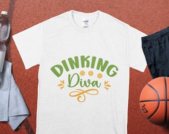 Pickleball, Dinking Diva Tee, Womens Cute Tshirt, Drinking Tshirts, Funny Pickleball T-Shirt, Funny Workout Shirt, Sports Mom Gifts