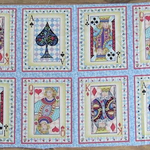 Cartas de pôquer da família real Jim Shore Cotton Sew Quilt Craft Fabric Panel 23" x 44" Quilting Treasures Jack Queen King Ace