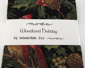 Woodland Holiday Charm Pack Moda Sentimental Studios Precut Cotton Sew Quilt Craft 5&quot;Squares 42pcs