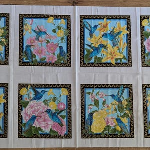 Hummingbird Chong-A-Hwang Nature #1489 Timeless Treasures SoHo Cotton Quilt Wall Hanging Fabric Panel 23x44