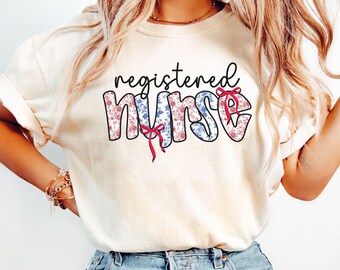 Patriotic Registered Nurse Shirt, RN Nurse Shirt, Nurse Gift, Chinoiserie shirt, Independence day tee, Nurse Life, 4th of july Nurse TShirt