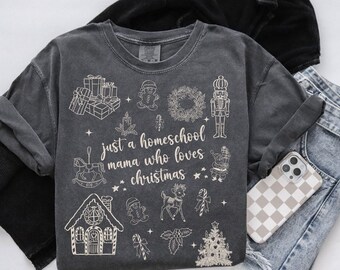 Christmas Homeschool mom Shirt, mama Tee, Christian Mom Shirt, Comfort Colors, doodle mom tshirt