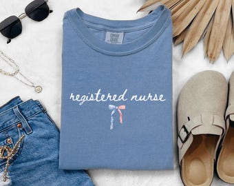 Patriotic Registered Nurse Shirt, RN Nurse Shirt, Nurse Gift, minimalist shirt, Independence day tee, Nurse Life, 4th of july Nurse TShirt