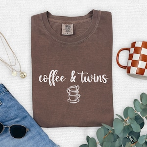 Twin Mom tshirt, Twin Mama shirt, coffee lover mom, Mothers day mom tee, Gift for Twin Mom, New Mom Gift, twin Pregnancy gift,