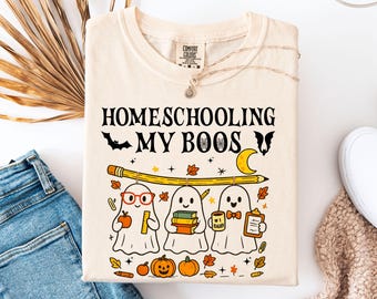 Halloween Homeschool Mama Shirt, Homeschool Mom Tee, Christian Mom Shirt, Comfort Colors, Back to School Gift, ghost shirt,