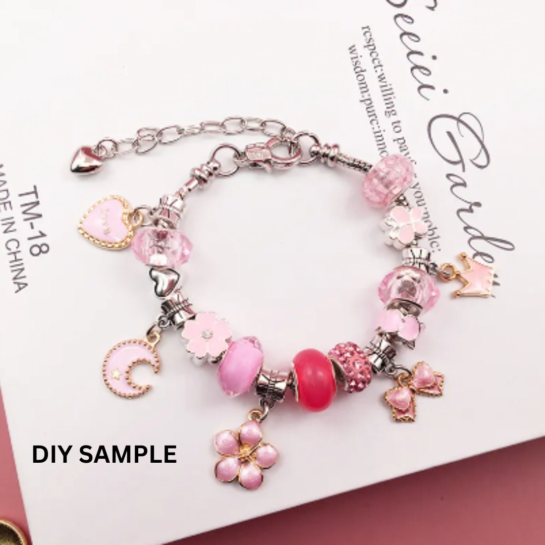 Gaoxyima Charm Bracelet Making kit for Girls Gift Box Contains 66 Pieces of  Jewelry Making kit for 6-12 Years Old Girls' Arts and Crafts for Birthday  Christmas Gifts. Pink