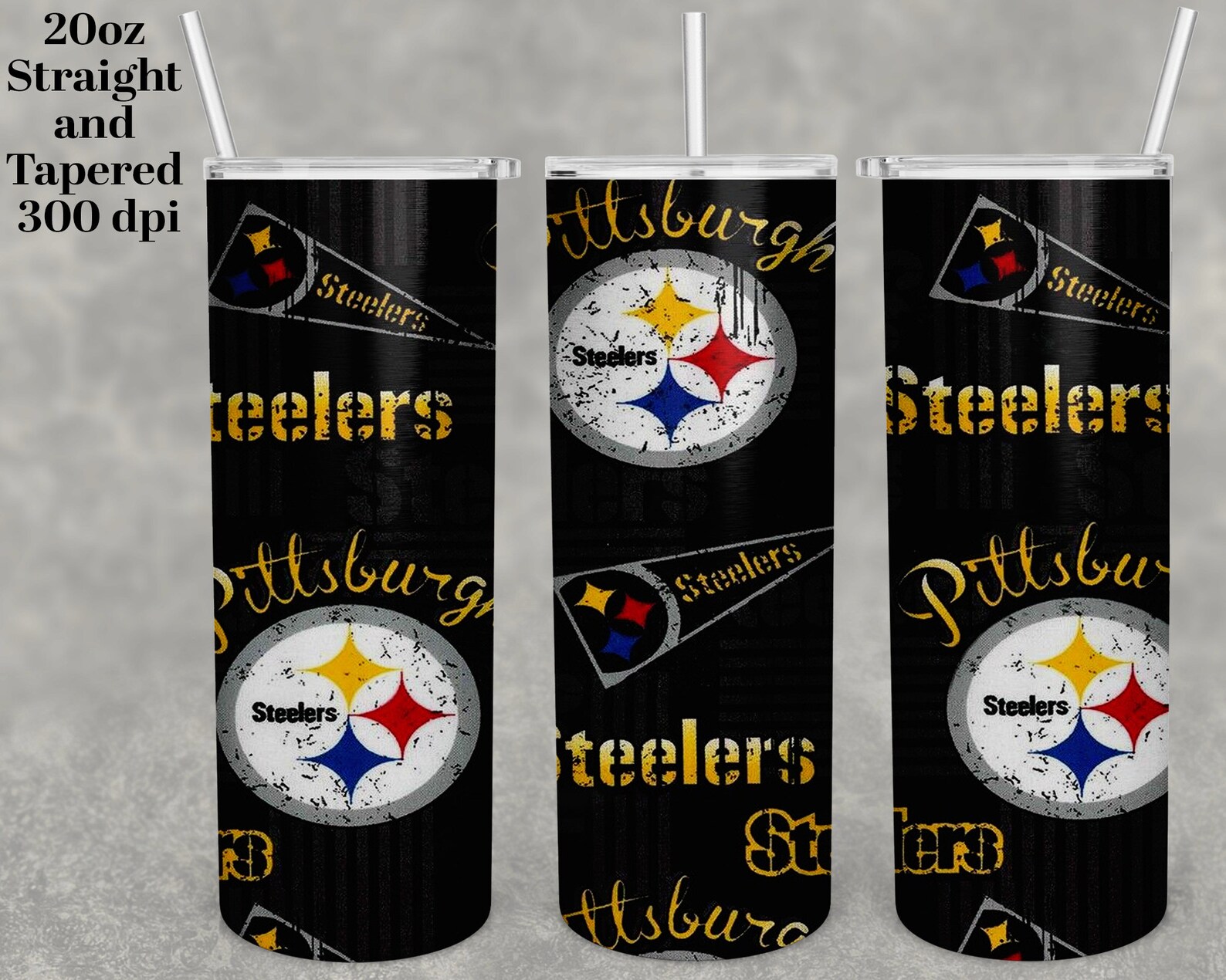 Steeler Nation Tumbler 20 Oz Skinny Stitch Tumbler Sublimation Designs, Full Tumbler Wrap