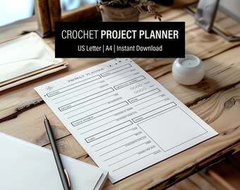 Planificador de proyectos de crochet / Diario de crochet / PDF digital e imprimible / A4 y carta estadounidense