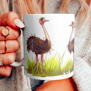 Taza de dibujos animados de avestruz, taza de avestruz, taza de regalo de avestruz, regalo de avestruz, regalo para amantes de los avestruz, taza de avestruz para ella y él, taza de regalo de pájaro, taza de animal