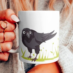 Taza de dibujos animados de cuervo, taza de cuervo, taza de regalo de cuervo, regalo de cuervo, regalo para amantes de los cuervos, taza de cuervo para ella y él, taza de regalo de pájaro, taza de regalo de animal, taza para amantes de los cuervos